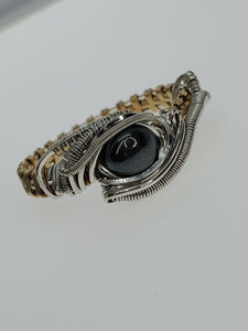 Hematite ring in gold & silver