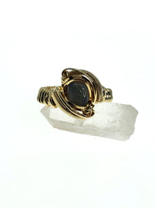 Lightning Ridge Black Opal Classy Brass Ring