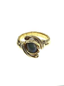 Lightning Ridge Black Opal Classy Brass Ring